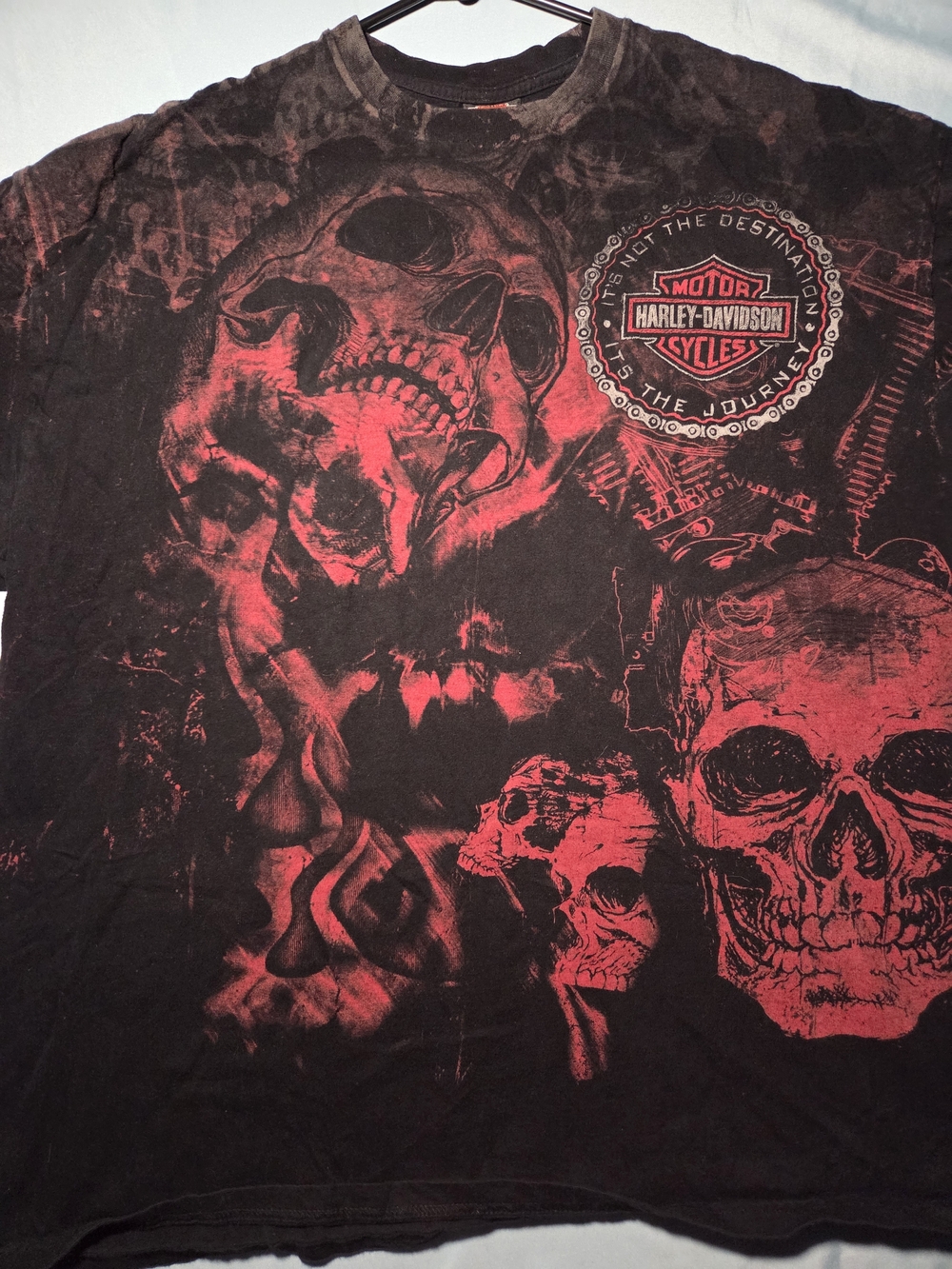 Harley Davidson Skull T Shirt Mens 3XL Black Red Graphic NYC New York City Biker